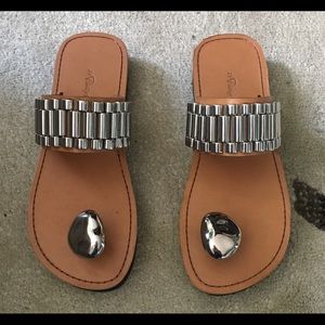 Phillip Lim Tan & Silver Chain Hardware Sandals